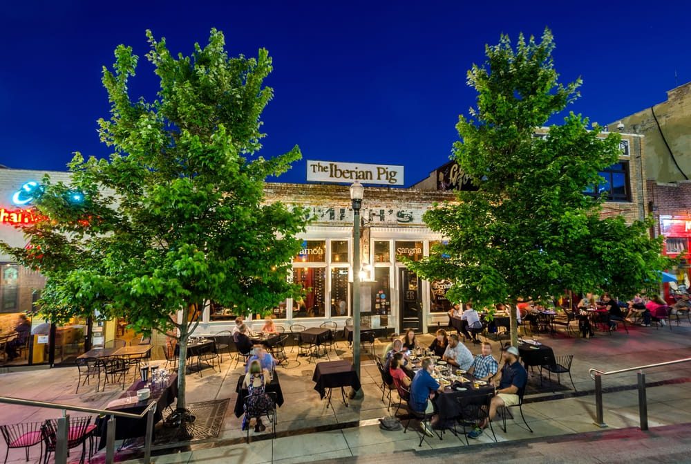 Decatur, Georgia, USA - Diners eat in Decatur Square in Decatur, Georgia